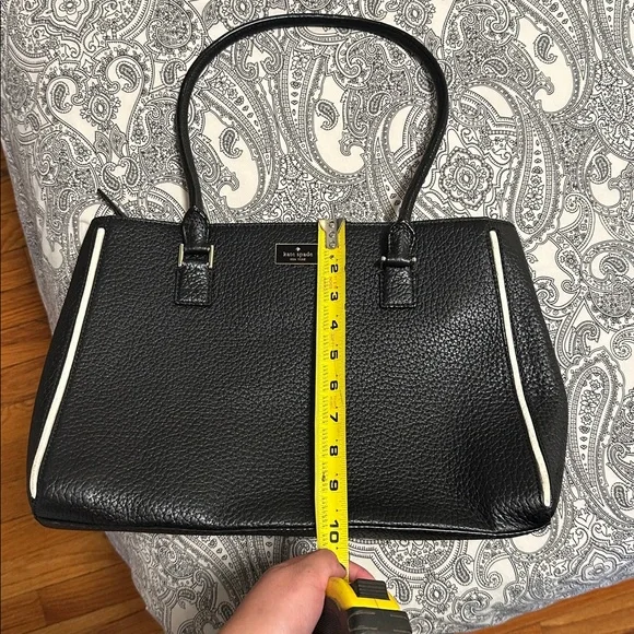 kate spade Black Pebbled Leather Shoulder Bag with Cream Trim - Picture 7 of 7